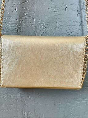 Metallic Gold Chain Crossbody Bag - Women's Elegant Shoulder Purse
